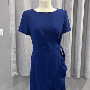 Regatta Blue Calvin Klein Ruffle-Hem Sheath Dress